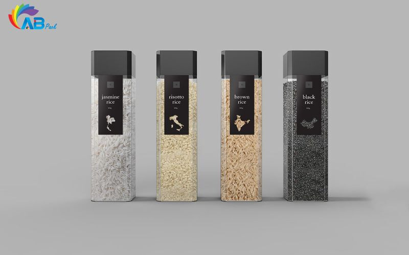 thiết kế bao bì gạo hộp nhựa cực kỳ tinh tế cho khách hàng lựa chọn