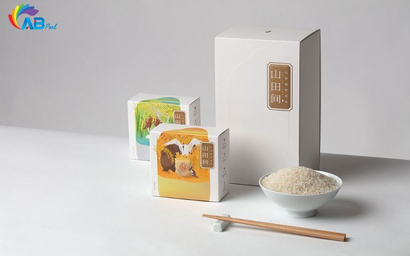 thiết kế Bao bì gạo hộp giấy sang trọng hướng đến khách hàng cao cấp